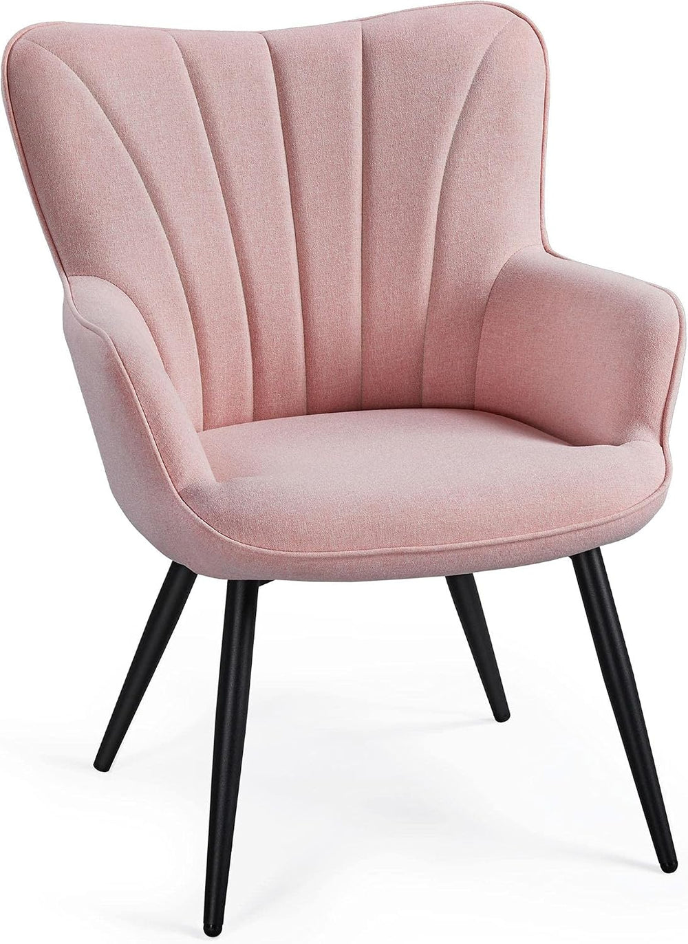 Yaheetech Accent Chair, Upholstered Armchair with Metal Legs, Pink | Linen Fa...