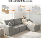Homall Sectional Couches for Living Room, Modern Boneless Couch with Deep Seat, Upholstered Cloud Sofa, No Assembly Required (Grey, L Shaped Sofa)