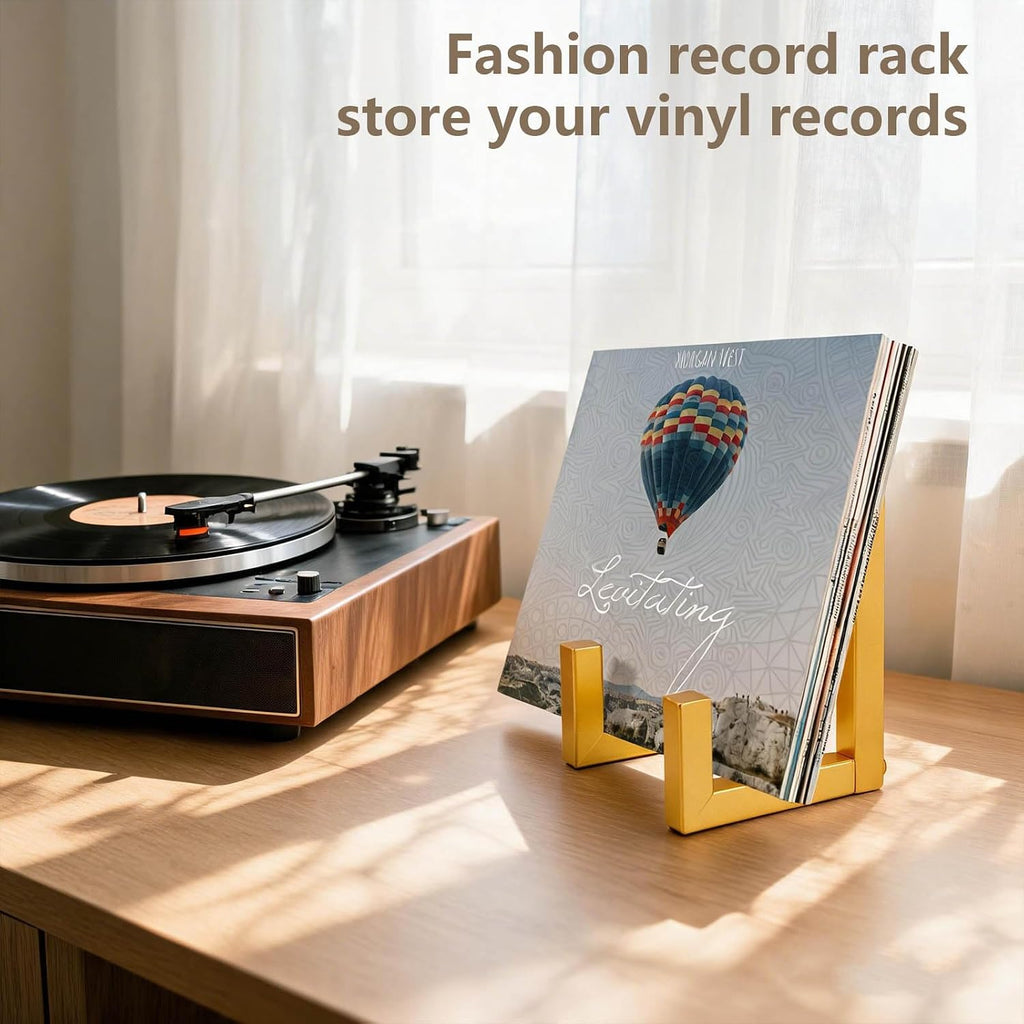 Metal Vinyl Record Album Display Holder Stand 8-15 LPs,Golden | 8-15 LPs,Metal Vinyl Record Stand
