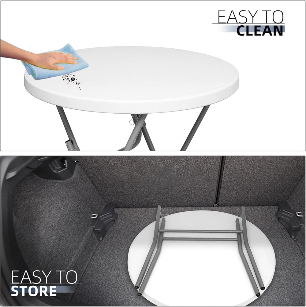 Byliable 32in Cocktail Folding Table, Round High Top Bar Table, White | Porta...