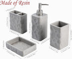 Hymmah Bathroom Accessories Set,Toothbrush Holder,Farmhouse Bathroom Decor,4 Pcs Resin Gift Set Apartment Necessities, Contain Toothbrush Cup,Soap Dispenser,Soap Dish,Tumbler