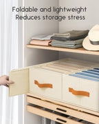 Closet Organizers and Storage - Fabric Clothes Organizer with Handles, Foldable Jeans Organizer for Clothes, Drawer Organizer for Shirts, Bra, Sweater, Scarf, 4 Pack, Beige