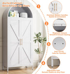 72.8" H White Metal Arched Pantry Cabinet, 30.7" W, 2-Door | Kitchen storage cupboard with 6 adjustable shelves, and anti-tip kit for pantry, dining, laundry, or bath, Assembly Required