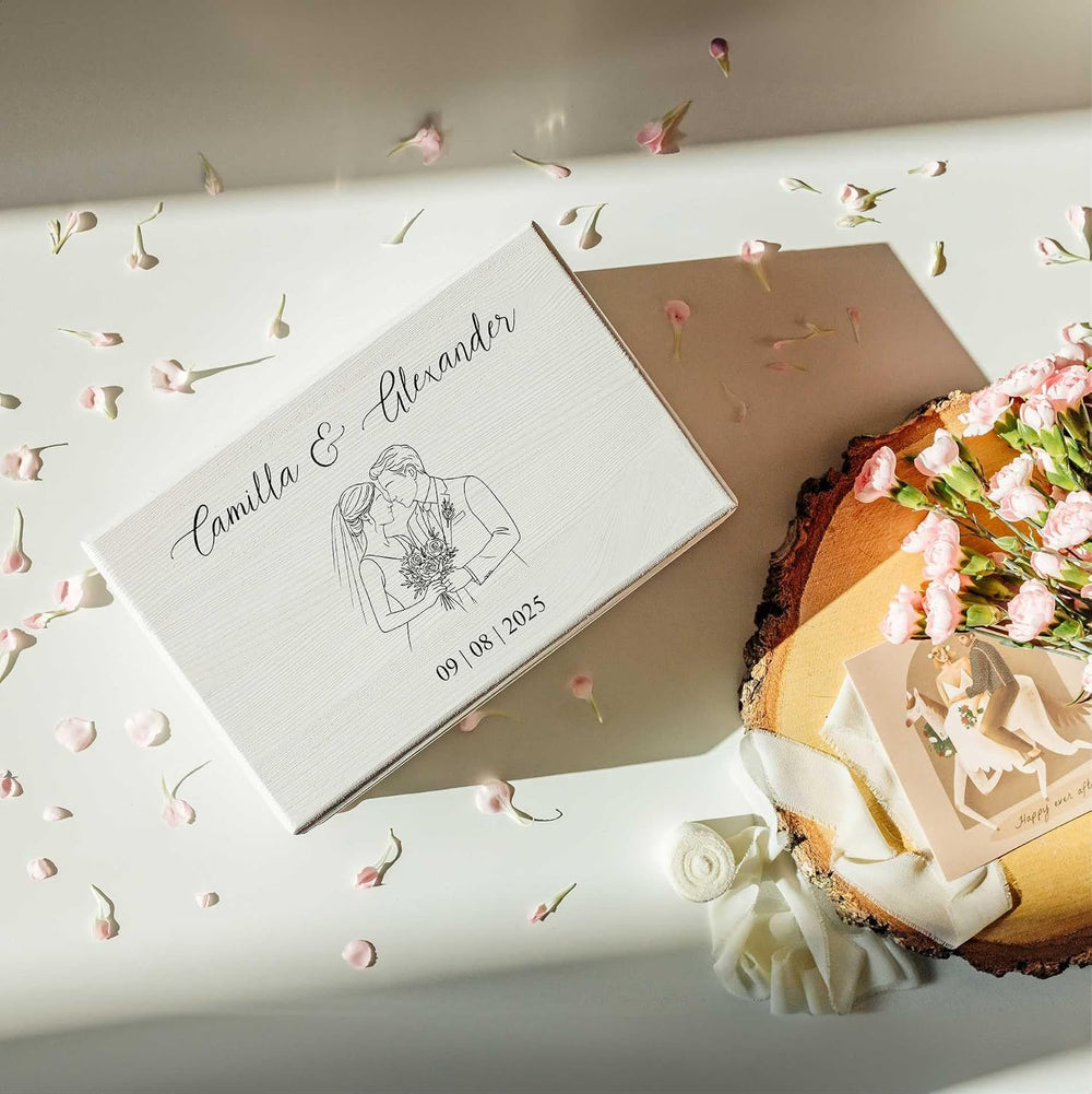 Creative Deco Personalized White Wooden Storage Box Wedding Box | 11.8x7.87x5...