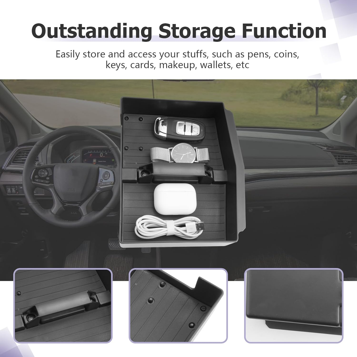 LUWU 2018-2026 Odyssey Center Console Organizer Compatible with 2018-2024 2025 2026 Odyssey Accessories Armrest Console Organizer Armrest Insert Tray Odyssey 2026 Accessories Black