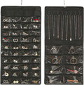 Hanging Jewelry Organizer Storage Earring Jewelry Storage Bag With 48 Pockets Necklace Bracelet Ring Glasses Accessory Display Rack (A48- Black)