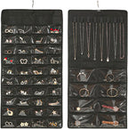 Hanging Jewelry Organizer Storage Earring Jewelry Storage Bag With 48 Pockets Necklace Bracelet Ring Glasses Accessory Display Rack (A48- Black)