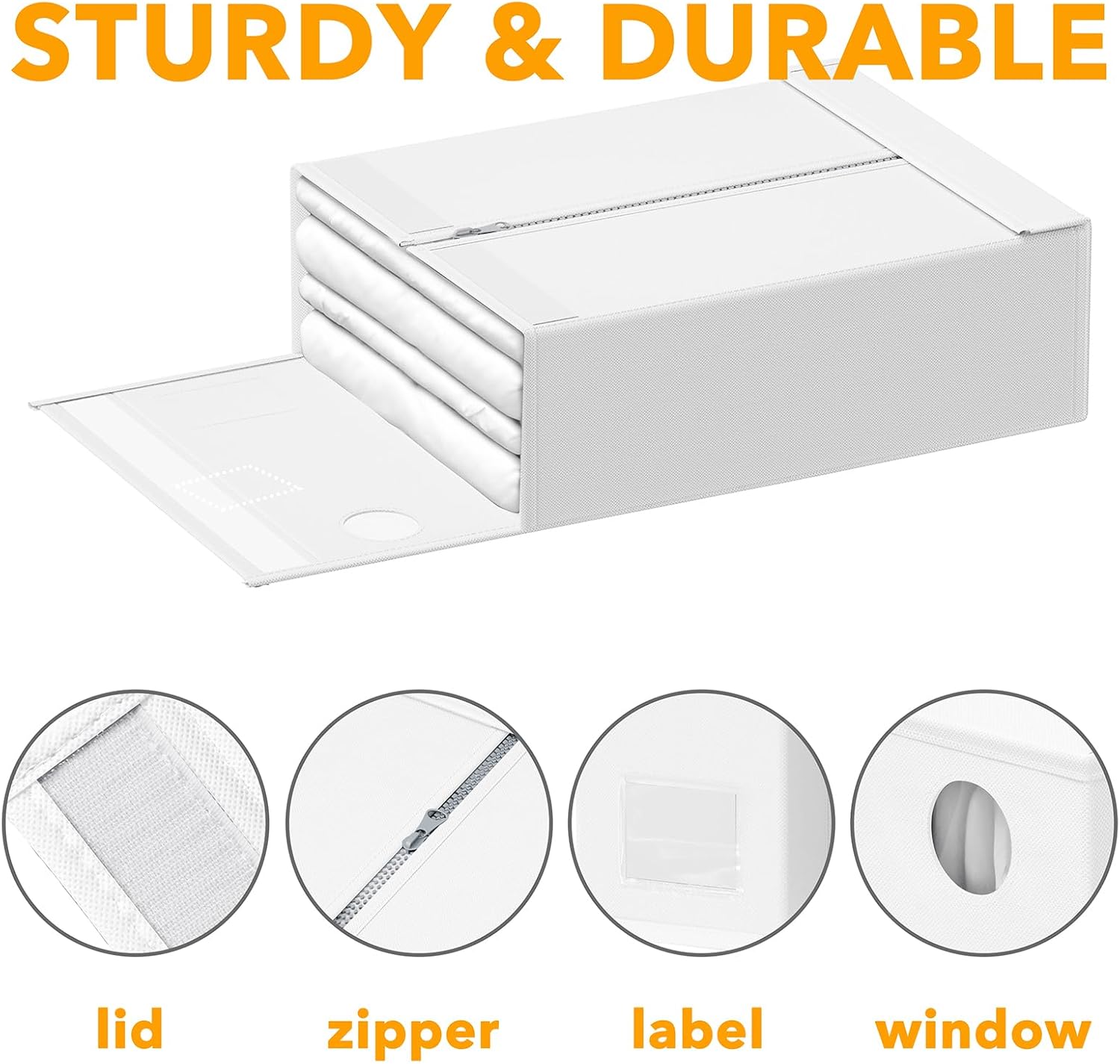 SpaceAid 12 Pack Bed Sheet Organizers and Storage, Foldable Sheet Organizer for Linen Closet, Sheets Set Folder Keeper with Window XL (Queen & King Size) Bedding Container (White, 12 Pack)