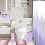 iMucci Bathroom Accessories Light Purple Bathroom Sets with Shower Curtain and Rug, Light Purple Ombre Waterproof Shower Curtain with Ultra Absorbent Rug Bathroom Accessories Set for Home