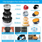 Cake Decorating Kit,635 Pcs Decorating Supplies With 3 Springform Pan Sets Icing Nozzles Rotating Turntable Cake Topper Piping Bags Carrier Holder,Cake Baking Set Tools