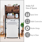 Over The Washer or Over The Toilet Storage Cabinet w/Height Adjustable Shelf Laundry Room/Bathroom Organizer Rack, 2-Door Freestanding Rack Space Saver, Wood