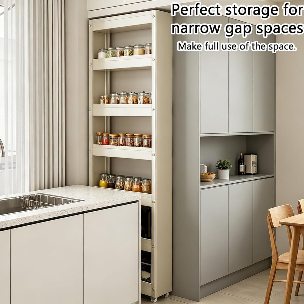 Kitchen Storage Cabinet, Slender Utility Fridge Gap Space Saving Pantry Organ...