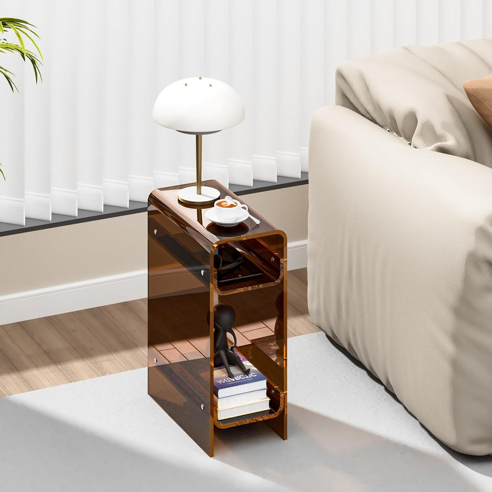 Clear Acrylic Side Table, Narrow Nightstand Bedside Table for Bedroom, Skinny...