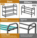 Hleelomi 3-Tier Metal Expandable Shoe Rack for Closet and Entryway Black | Adjustable Shoe Organizer for Closet,Living Room,Dorm,Garage,Fits Small Spaces, Apartments and Rentals