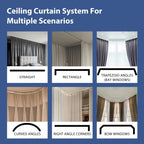 Room Divider Ceiling Mounted Curtains Track Sets Extra Wide Blackout Curtain Flexible Tracks for Bedroom Privacy Partition Separator, 1 Panel Black Drape and White Rail, W8.3 x H8ft