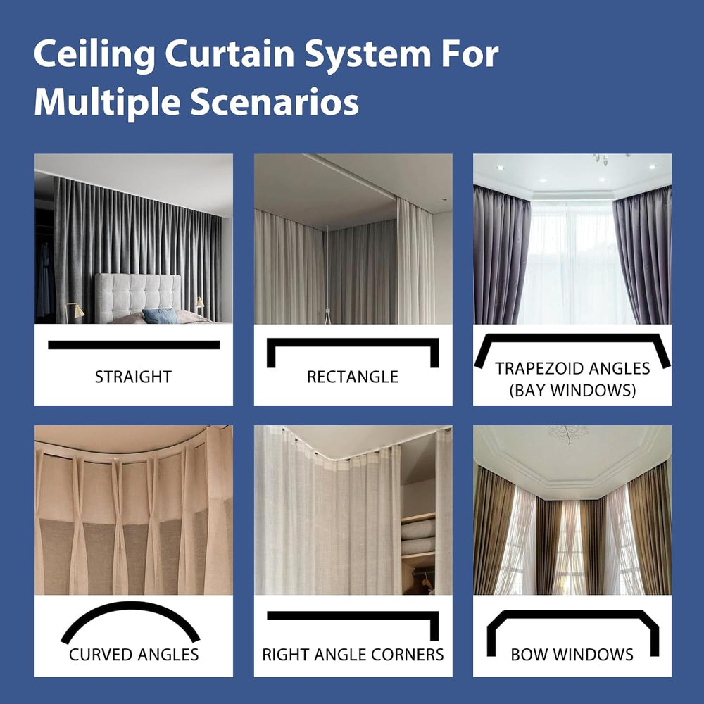 Room Divider Ceiling Mounted Curtains Track Sets Extra Wide Blackout Curtain ...
