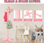 Coat Rack, Freestanding Coat Racks with 8 Hooks 2 Adjustable Height, Tree Coat Rack for Bedroom, Hallway, Entrance, Office, Hats, Handbags,Purse (Pink)