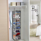 Large-Sized Hanging Shoe Organizer 8-Shelf, Hanging Closet Organizer with 8 Side Pockets, Wider Hanging Shelves for Storage Shoes Clothes 9" W × 11.8" D× 48" H, Grey
