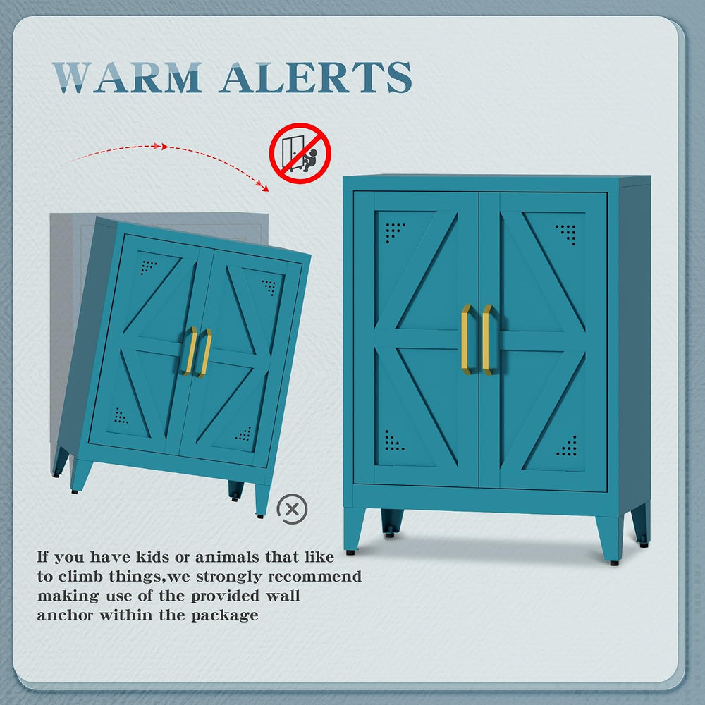 Short Pantry Cabinet with 2 Doors and Adjustable Shelves | Small Kitchen Stor...