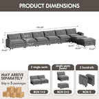 Homall 232" Modular Sectional Sofa, Oversized Sofa Couch with Reversible Ottoman, DIY Combination Chenille Deep 6-Seat Cloud Couch for Living Room, Apartment (Light Grey, Oversized Sofa)