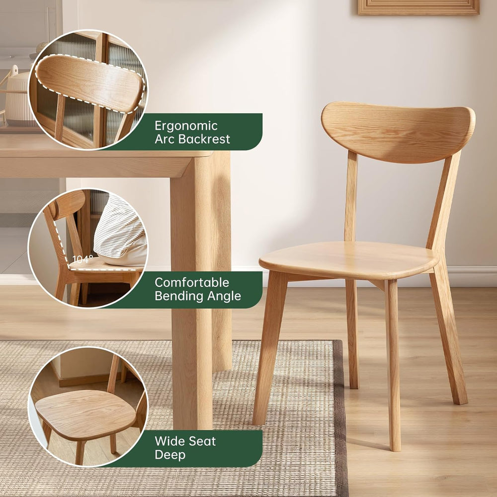 Dining Chairs, Kitchen Chairs, 100% Oak Solid Wood Modern Chair with Curved B...