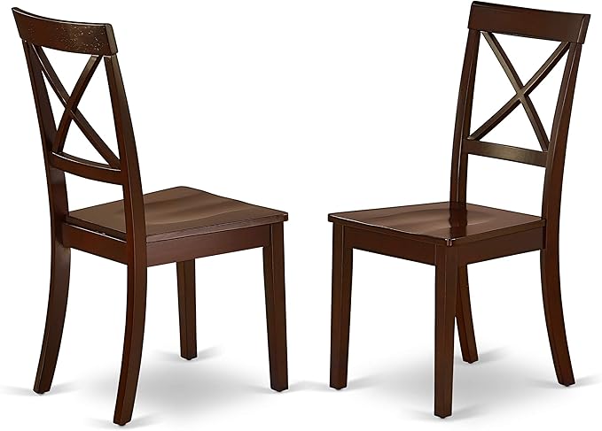 East West Furniture HBBO5-MAH-W 5 Piece Dining Set Includes a Round Dining Table with Pedestal and 4 Kitchen Chairs, 42x42 Inch, Mahogany