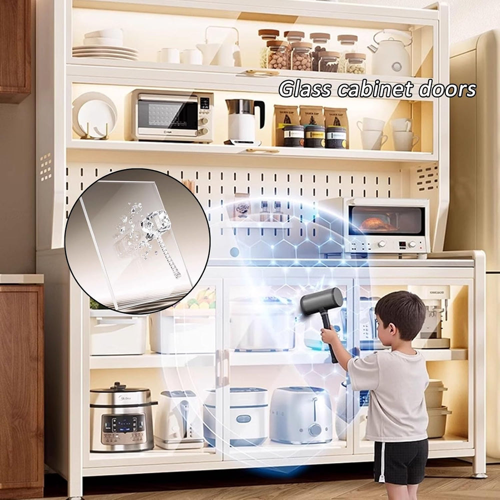 JKGHK Metal Kitchen Pantry Storage Cabinet, Microwave Stand for Kitchens with...