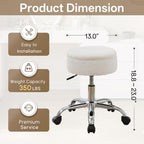 Gitrah Vanity Chair with Wheels Adjustable Vanity Stool with Storage Swivel Vanity Stool for Vanity Rolling Makeup Stool Chair Faux Fur Off White