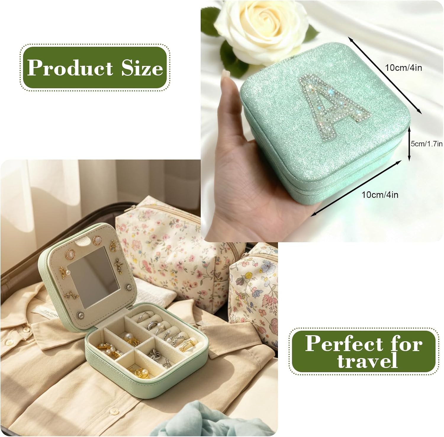 Mothers Day Gift Travel Jewelry Case for Women, Large Jewelry Organizer with Straps, Secure Storage, Better Organization, Gift for Bridesmaid, Daughter, Granddaughter