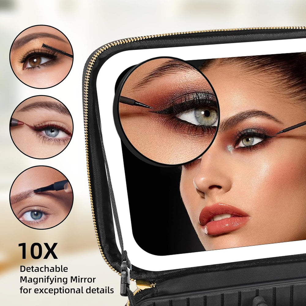 Makeup Case with Mirror and Lights, Travel Makeup Bag with Lighted Mirror, Ma...
