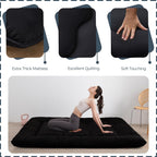 MAXYOYO 6" Extra Thick Japanese Floor Mattress Queen Folding Futon Mattress | Foldable Tatami Pad for Adults, Roll Up Floor Mat for Living Room Guest Room RV, Black
