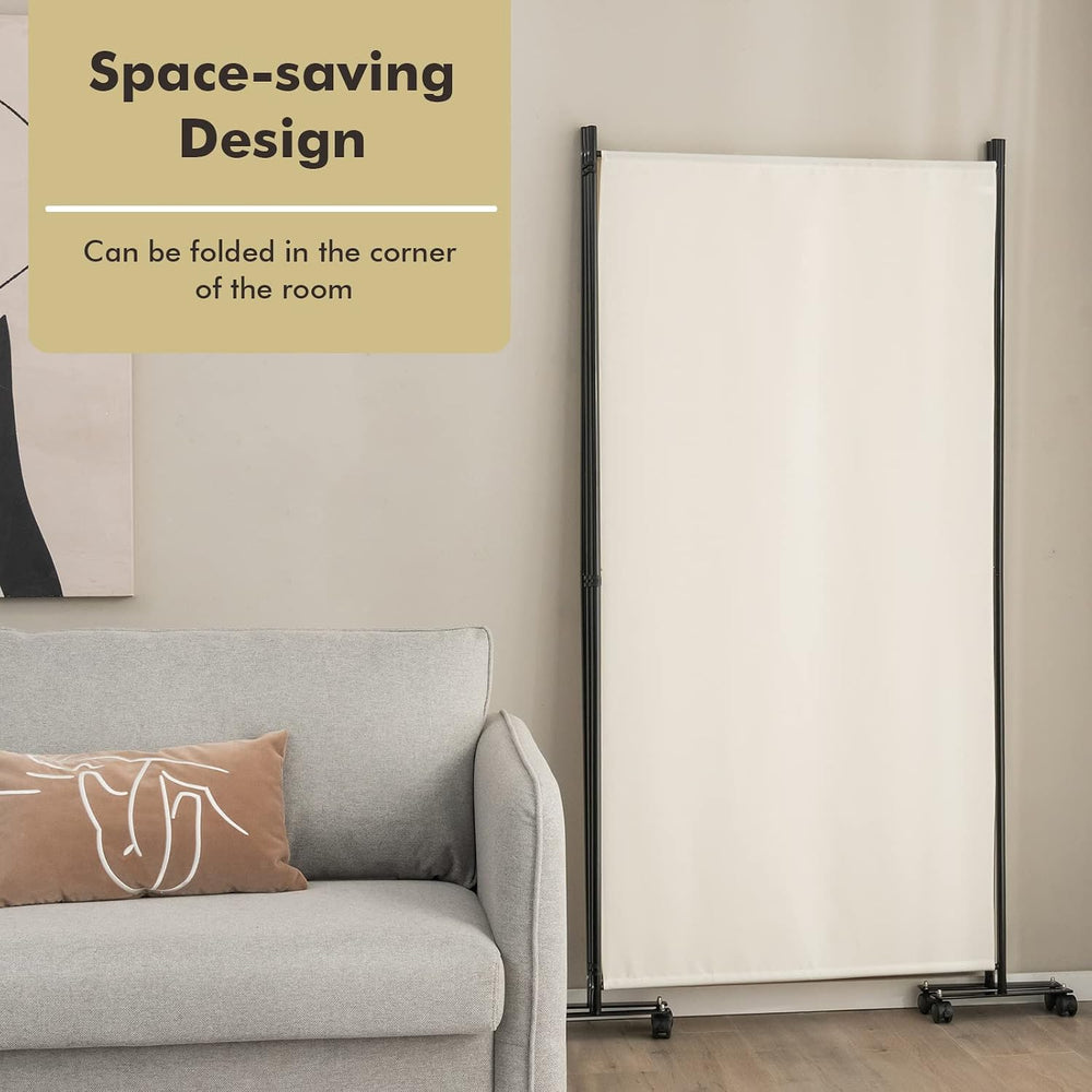Giantex 3 Panel Folding Room Divider with Wheels, 103" x 71", Beige