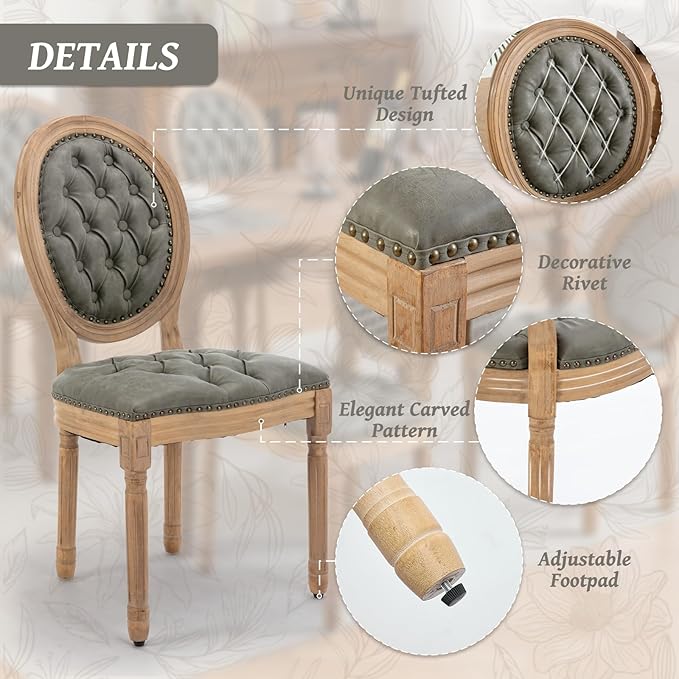 French Country Dining Chairs Set of 6,Farmhouse Upholstered Dining Room Chair...