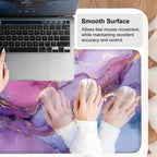 Purple Marble Ink Mouse Pad – Large Extended Desk Mat 31.5 x 11.8 in– Alcohol Ink Watercolor with Gold Vein Design, Non-Slip Base, Waterproof Surface, Aesthetic Keyboard & Mouse Pad