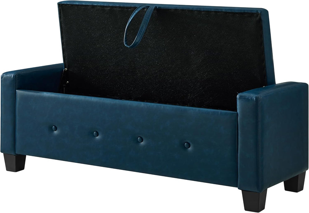 Storage Bench for Bedroom – Upholstered Tufted Ottoman Bench with Legs, 48&qu...