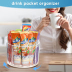 360° Turntable Drink Packet Organizer, Rotating Turntable Organizer, Clear Lazy Susan for Powdered Drink Mix, Water Drink Packet Holder Organizer for Drink Mix Necessities