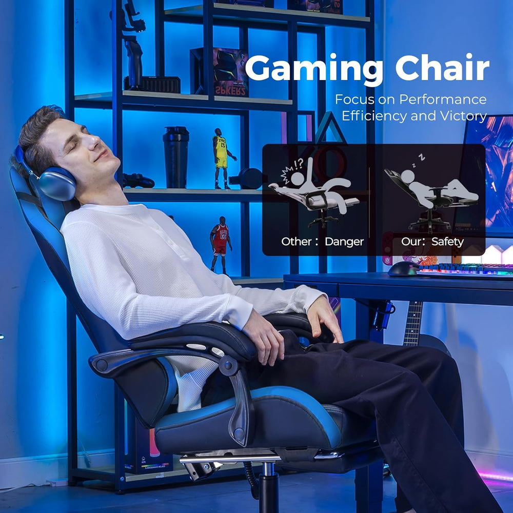 GTPLAYER Gaming Chair with Footrest, Video Game Chairs Racing Style PC Game C...
