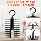 IPOW Upgraded 2 PCS See Everything Cross X 20 Tie Rack Holder,Rotate to Open/Close Tie and Belt Hanger with Non-Slip Clips,360 Degree Swivel Space Saving Organizer