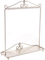Angelynn's Sturdy Long Necklace Holder Organizer Tall Tabletop Pendant Display Stand, Freestanding Large Capacity Jewelry Tree, Calla Satin Nickel Silver 13 1/2" Wide x 15 3/4" Tall