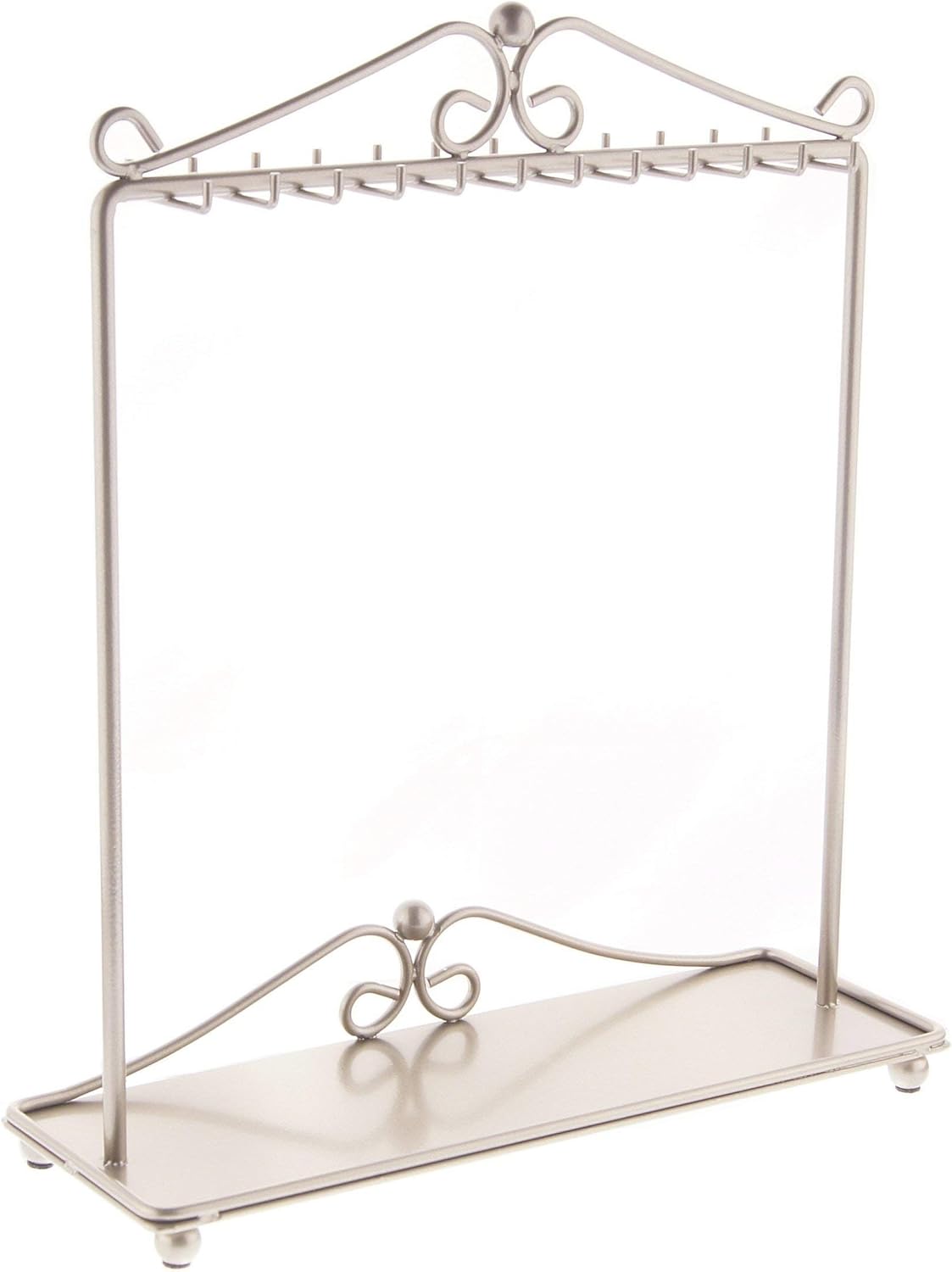 Angelynn's Sturdy Long Necklace Holder Organizer Tall Tabletop Pendant Display Stand, Freestanding Large Capacity Jewelry Tree, Calla Satin Nickel Silver 13 1/2" Wide x 15 3/4" Tall