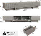 98" TV Stand for Living Room, Modern Entertainment Center with Drawers & Storage Compartments, Large TV Console Fits 55”-95” TVs, Square Top with Grooved Drawer Fronts & Stable Base,Grey