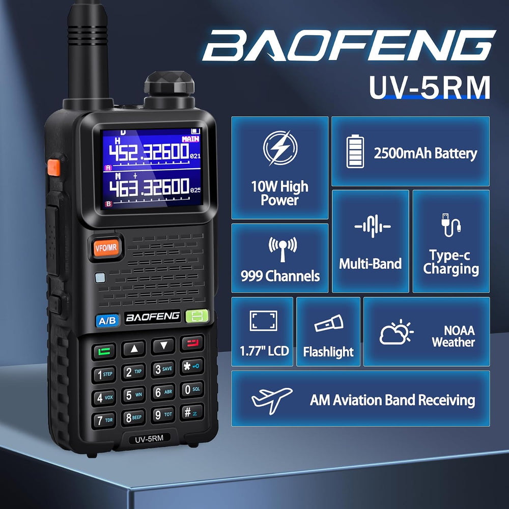 BAOFENG UV-5RM Ham Radio Handheld 10W Walkie Talkies Long Range 2 Pack