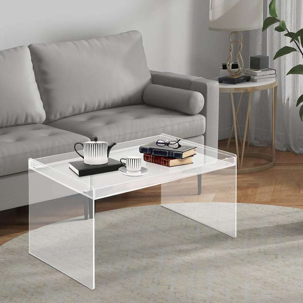 Modern Acrylic Table Clear, Rectangle Acrylic Side Table Furniture, Modern Te...