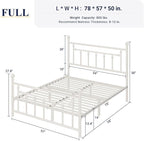 Allewie 14 Inch Full Size Metal Platform Bed Frame with Victorian Vintage Headboard and Footboard/Mattress Foundation/Under Bed Storage/No Box Spring Needed/Easy Assembly/Noise Free/White