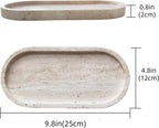 Oval Travertine Tray 4.8 in x 9.8 in for Bathroom Dresser Countertop Organizer, Natural Marble Vanity Tray for Perfume, Candles, Ring, Decorative Jewelry Dish