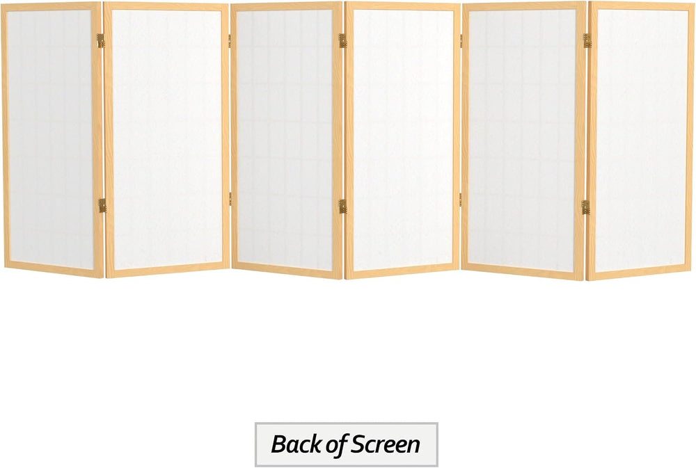 3 ft. Short Window Pane Shoji Screen - Natural - 6 Panels