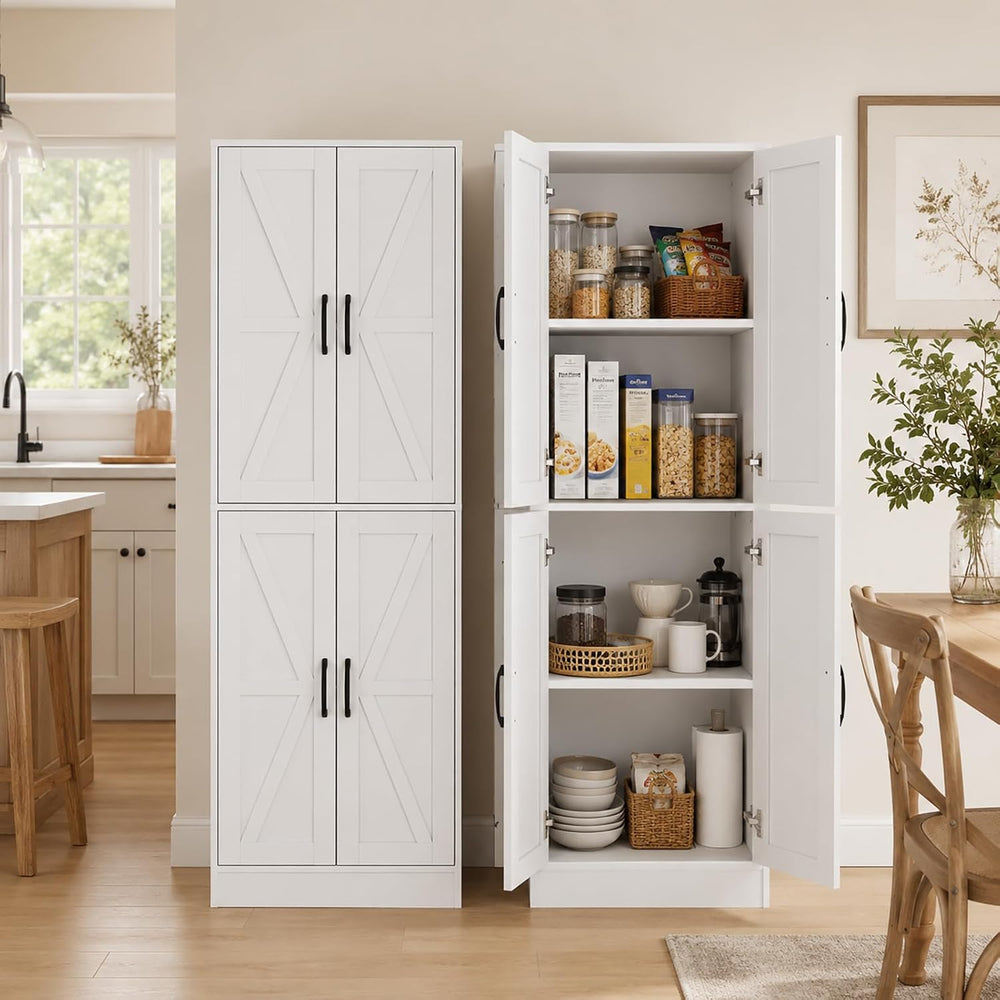 Kitchen Pantry Storage Cabinet, 68" Tall White Food Pantry Cabinet with ...