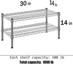 14" Deep x 30" Wide x 14" Height Wire Shelving Kit | 2-Tier | NSF Commercial Storage Rack Unit
