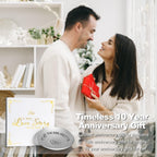 10 Year Anniversary Aluminum Gifts, 10th Wedding Anniversary Jewelry Tray For Wife Husband Her Him, Ripple Textured 4" Ring Holder Dish - Ten Years Decoration Ideas Tin Gift for Parents Men Women