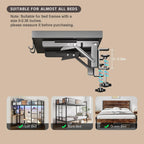 Bedside Shelf Foldable, Metal Clip-On Bunk Bed Table Shelf for Top Bunk Heavy Duty Bed Side Table Tray for College Dorm Room Essentials, Loft Nightstand Organizer Tray with 1 Cord Hole(Black)